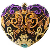 Multi-Colored Baroque Heart Clutch